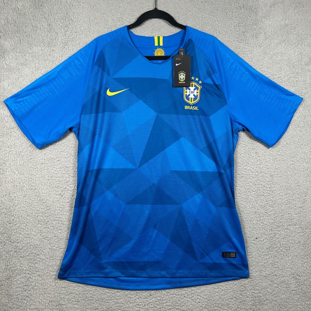 NWT Nike Brazil 2018 Away Soccer Jersey Blue Dri-FIT Mens 3XL